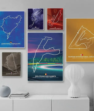 Formule 1 Circuit Poster Canvas - F1 Race Track Kunst Print voor Woonkamer Decoratie