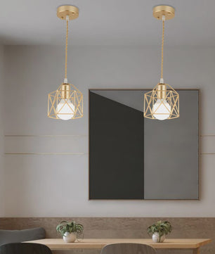 Moderne LED Hanglamp Goud/Zwart - Minimalistische Metalen Kooi Design