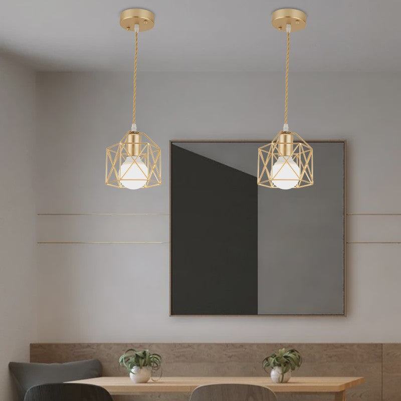 Moderne LED Hanglamp Goud/Zwart - Minimalistische Metalen Kooi Design