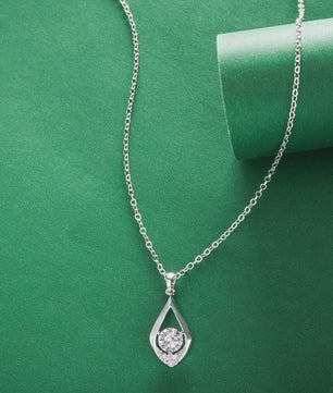 Zilveren 925 Dames Ketting met 1 Karaat Druppelvormige Moissanitehanger - Perfect Cadeau