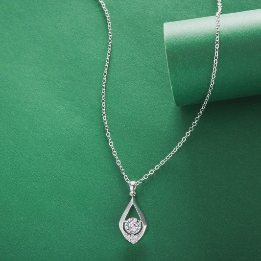 Zilveren 925 Dames Ketting met 1 Karaat Druppelvormige Moissanitehanger - Perfect Cadeau