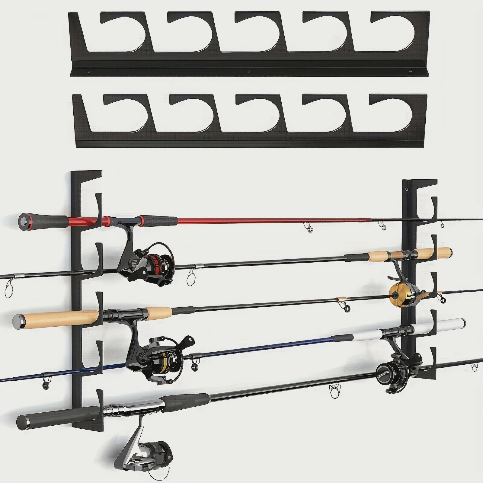Set van 2 Vishengelhouders voor Wand- en Plafondmontage (Totaal 10 Hengels)