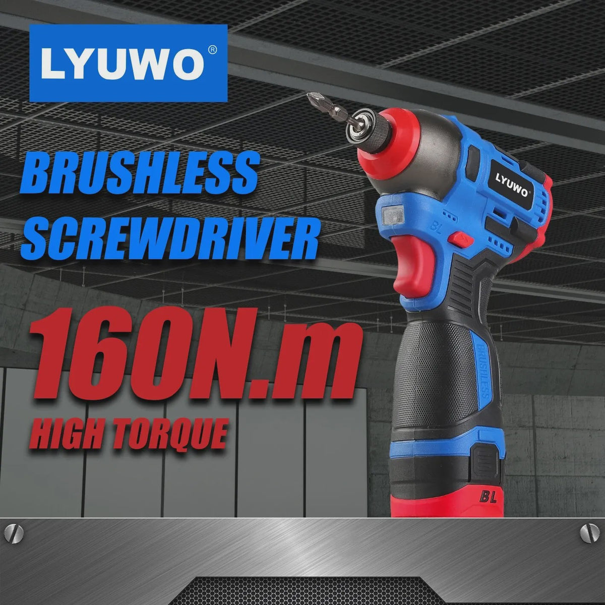 LYUWO Accuschroefmachine 16V Brushless - Krachtige 160Nm Impact Schroefmachine
