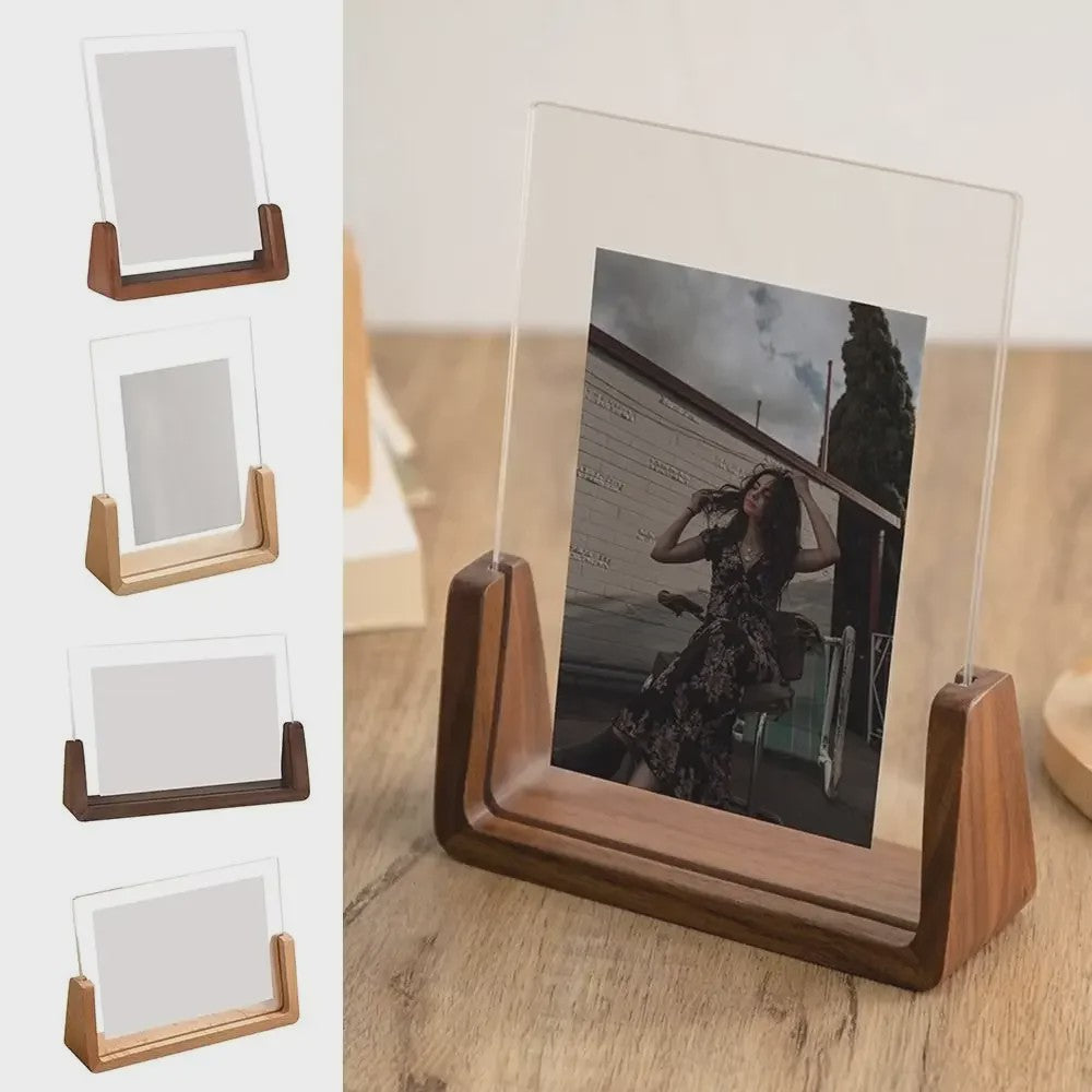 Stijlvol Houten Fotolijst met Acryl Glas - U-Vorm Design voor Desktop & Decoratie