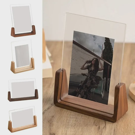 Stijlvol Houten Fotolijst met Acryl Glas - U-Vorm Design voor Desktop & Decoratie