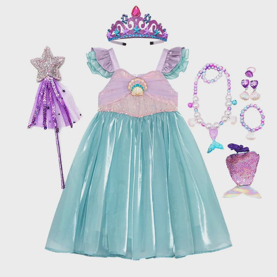 Prinsessenjurk Meisjes Ariel Zeemeermin Jurk - Feestelijk & Zomers