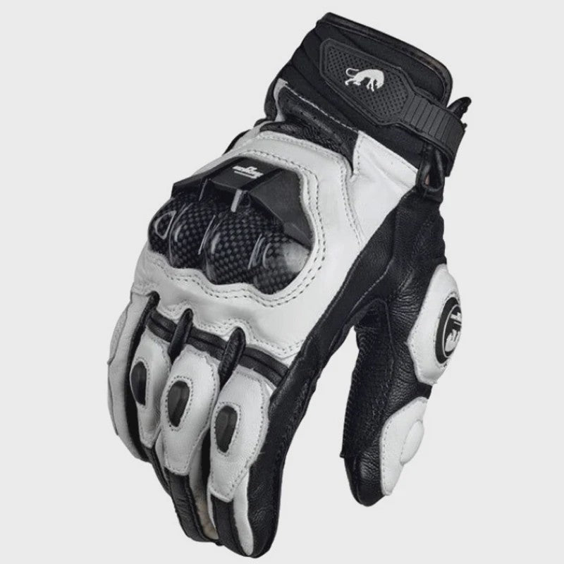 Leren Motorhandschoenen Zwart Wit - Racing & Touchscreen Compatibel