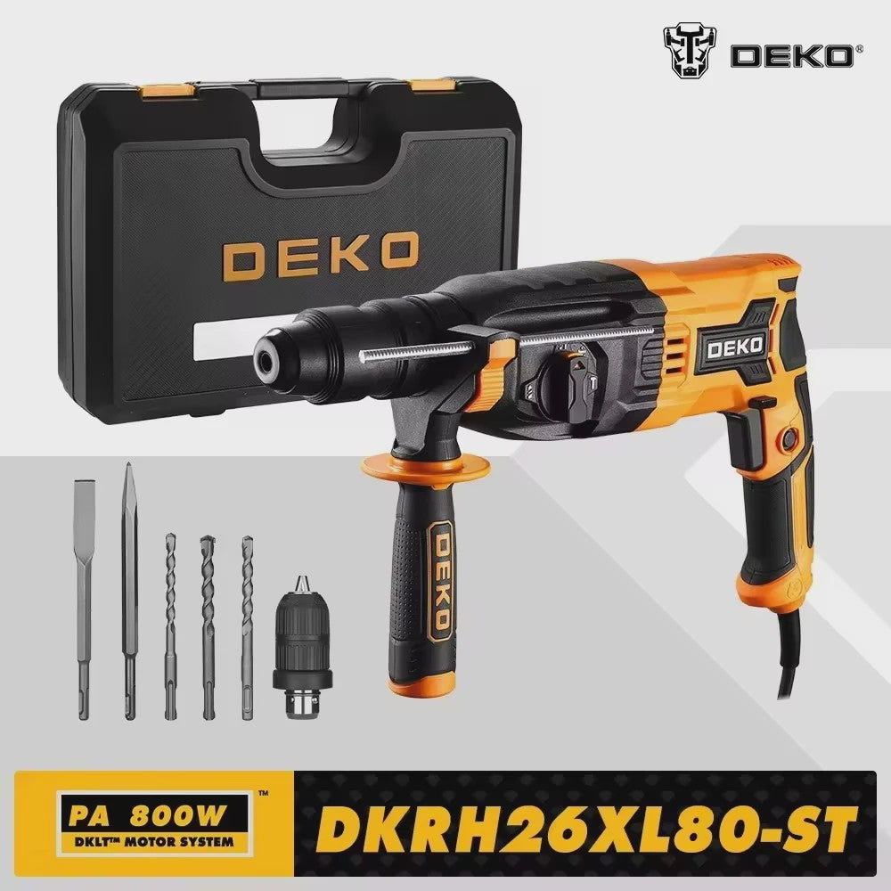 DEKO DKRH26XL80-ST Elektrische Boorhamer - 4 Functies, 800W, SDS Plus