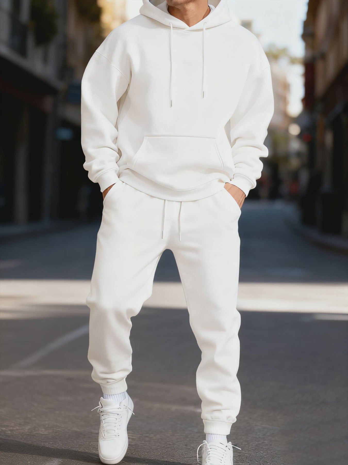 Unisex Fleece Hoodie Set - Casual Sportkleding voor Heren & Dames
