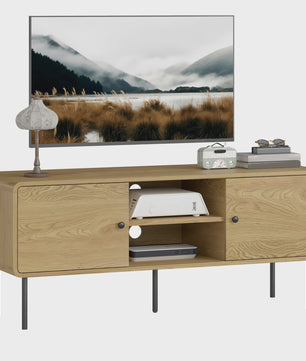 Moderne TV Meubel 120cm Eikenhout Look met Afgeronde Hoeken en Kabelmanagement - Geschikt voor TV's tot 55 Inch