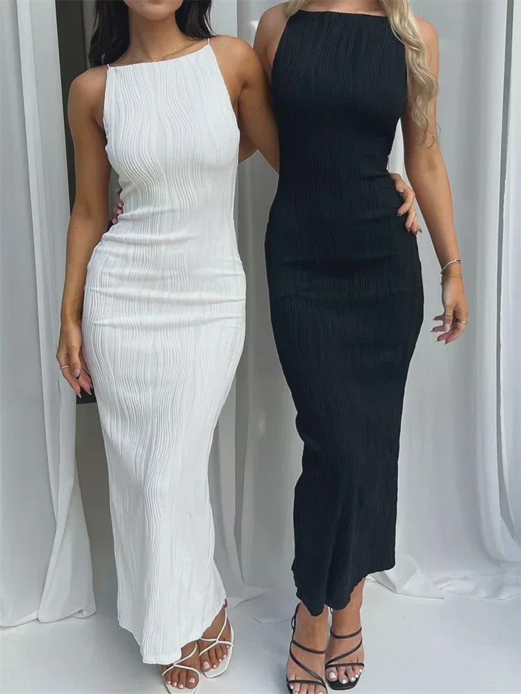 Elegante Maxi Jurk met Ruches en Split - Mouwloos Zomerjurkje