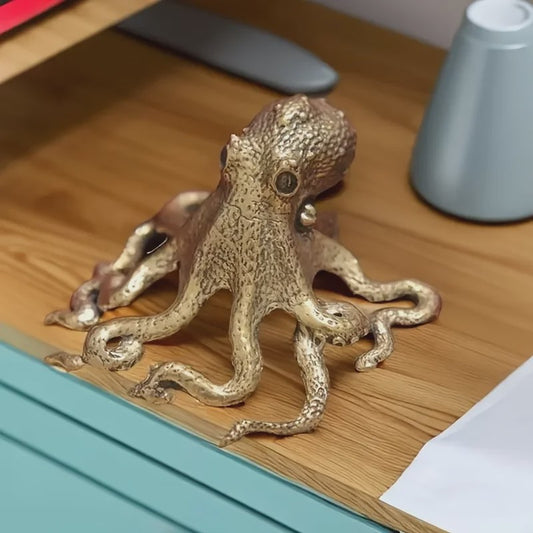 Vintage Messing Octopus Ornament - Handgemaakt Retro Decoratiebeeldje