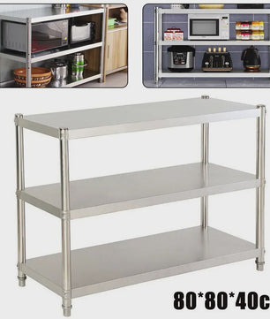 RVS Keukenrek 3-Laags Opslagrek - 80x40cm | Professioneel & Duurzaam