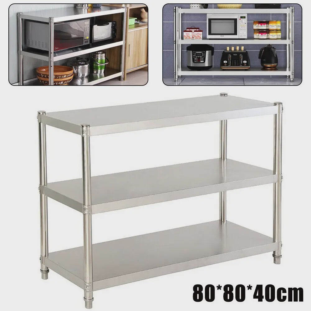 RVS Keukenrek 3-Laags Opslagrek - 80x40cm | Professioneel & Duurzaam