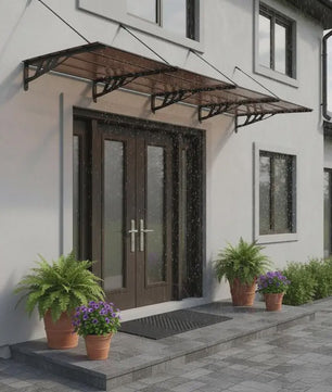 Polycarbonaat Deur Luifel met Aluminium & ABS Frame - Weerbestendig en Eenvoudig te Installeren