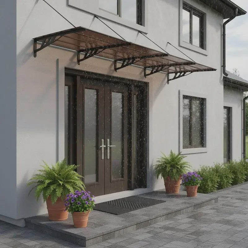 Polycarbonaat Deur Luifel met Aluminium & ABS Frame - Weerbestendig en Eenvoudig te Installeren