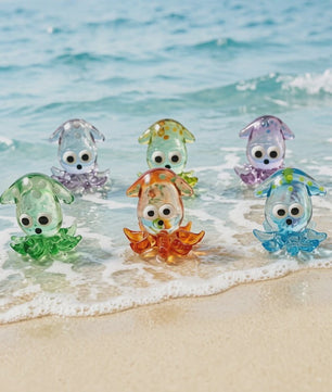 Schattig Mini Glazen Calamari Beeldje - Japans Stijl Zeedier Ornament voor Tafel & Aquarium Decoratie