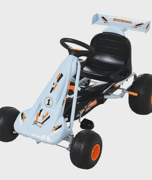Traptractor Go-Kart Lichtblauw met Handrem en Verstelbare Zitting - Vanaf 3 Jaar