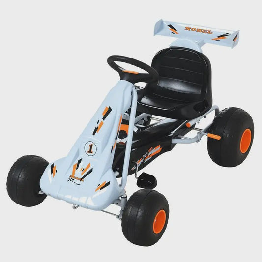 Traptractor Go-Kart Lichtblauw met Handrem en Verstelbare Zitting - Vanaf 3 Jaar
