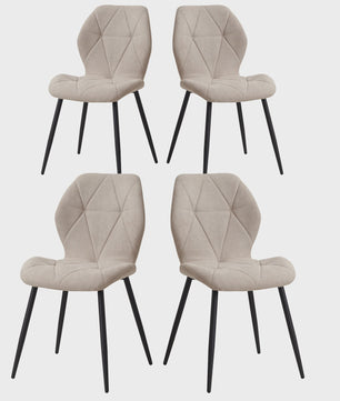 Set van 2, 4 of 6 Moderne Eetkamerstoelen - Comfortabel Gestoffeerd met Stalen Poten