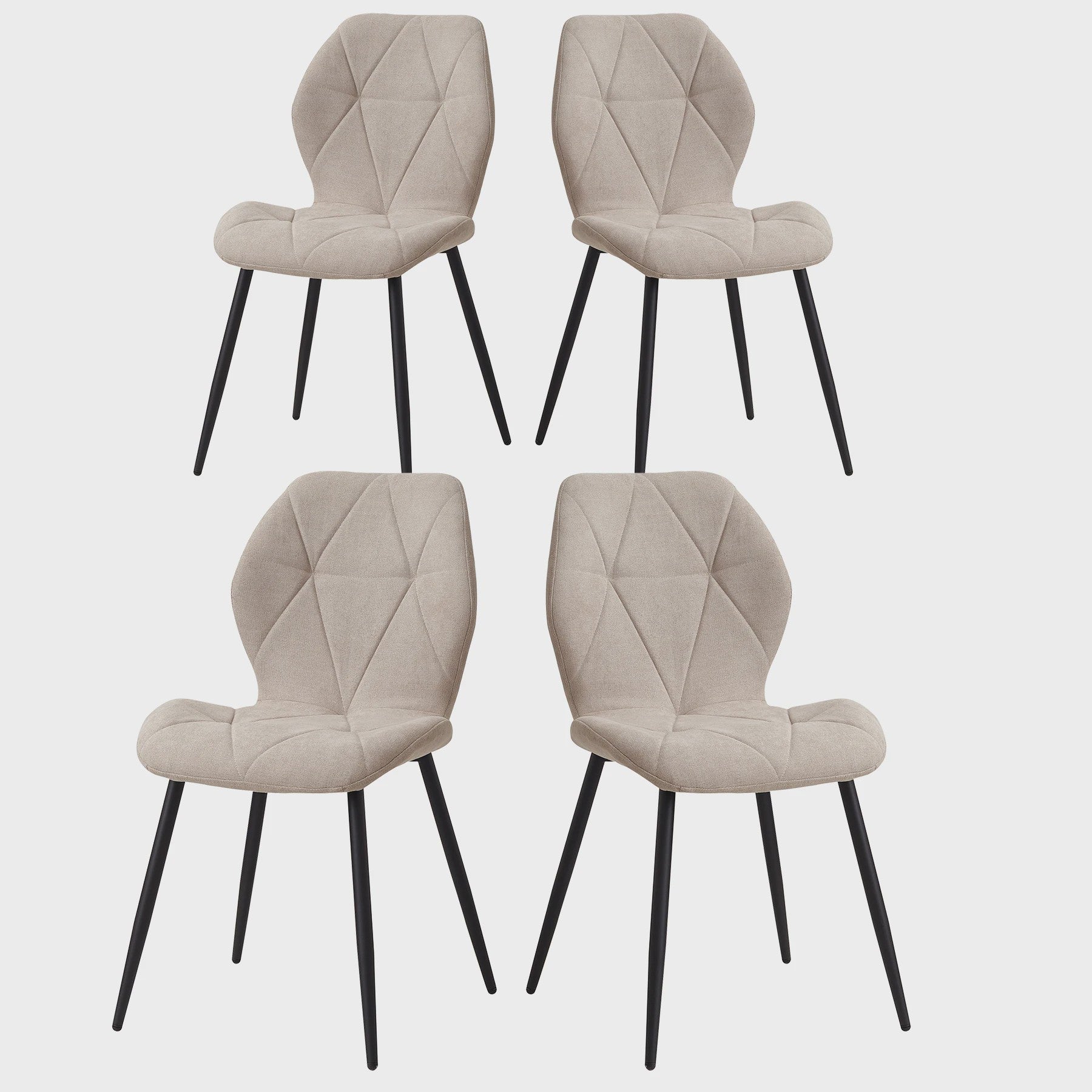 Set van 2, 4 of 6 Moderne Eetkamerstoelen - Comfortabel Gestoffeerd met Stalen Poten