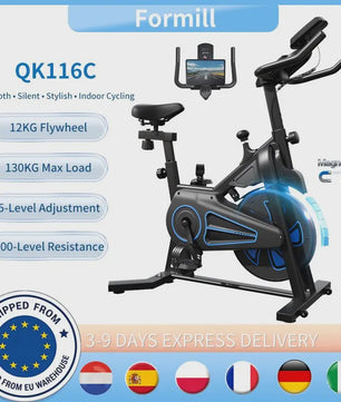 Formill QK116C Hometrainer - Magnetische Spin Bike met 12kg Vliegwiel & LCD Display
