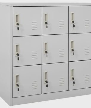 Grijze Lockerkast met Sleutelslot - 9 Vakken - Staal - 90x45x92.5 cm
