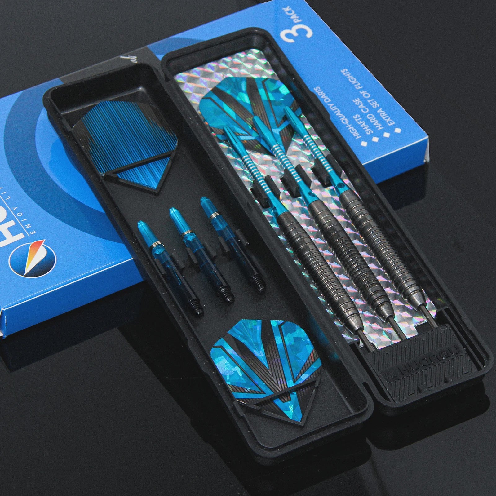 Professionele Dartset 20g met Opbergdoos en Extra Accessoires - Zwart, Rood, Blauw