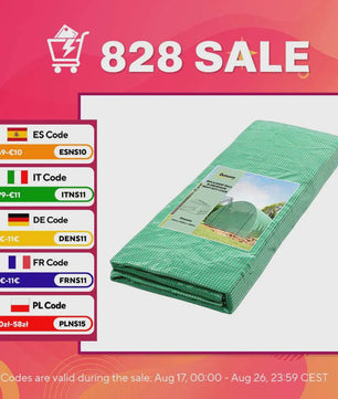 Outsunny Tunnel Kas Cover 6x3x2m met 12 Ramen en Roldeur - Bescherm uw Tuin