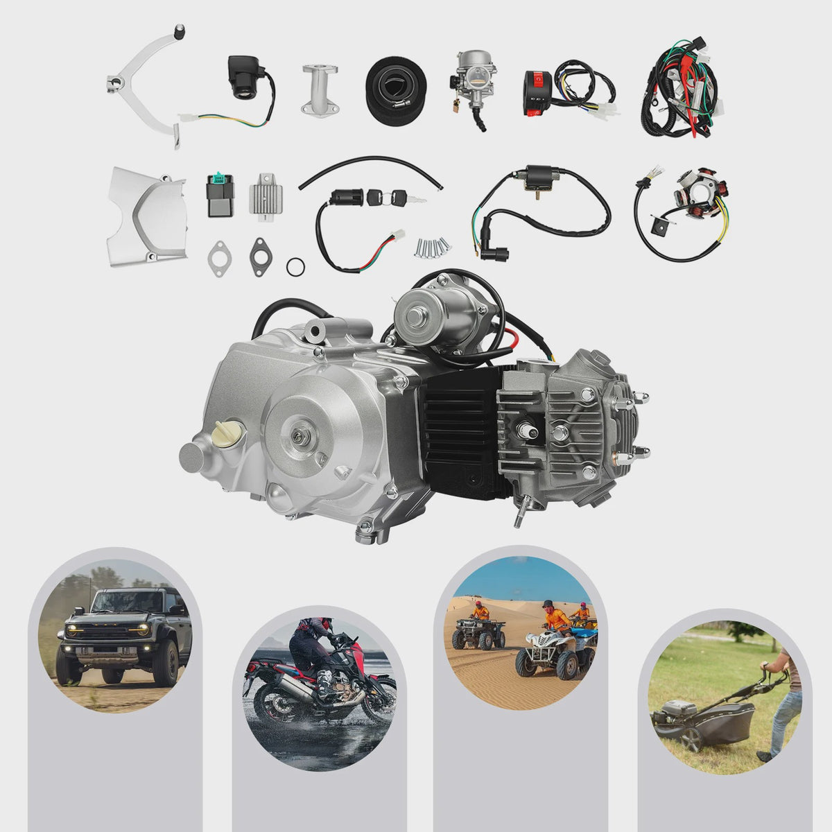 125cc 4-Takt Semi-Automatische Motor met Elektrische Start & Reverse voor ATV, Quad, Go-Kart