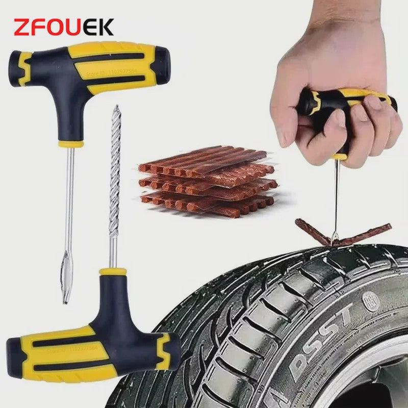 Professionele Bandenreparatieset voor Auto & Fiets - Tubeless Bandenplak Kit met Rubberstrips