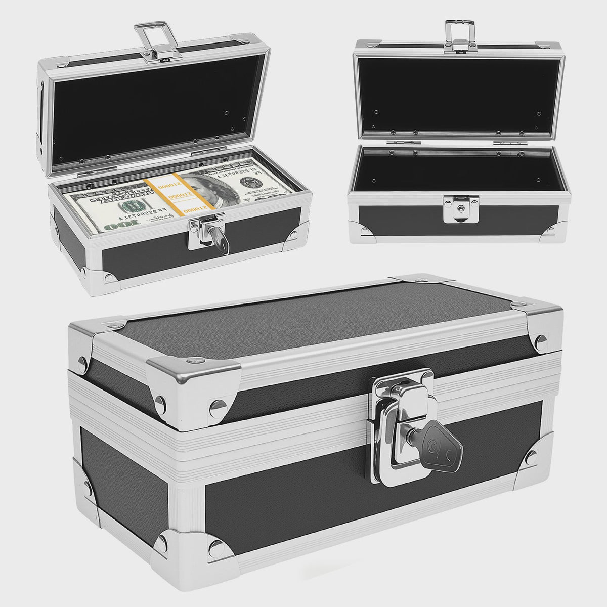 Afsluitbare Aluminium Geldkist met Sleutel - Veilige Draagbare Opbergbox voor Geld, Sieraden & Waardevolle Spullen