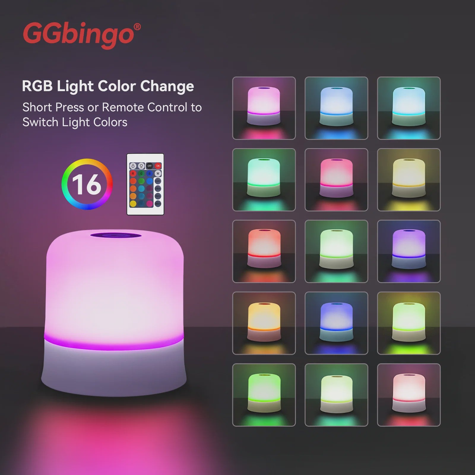 RGB Sfeerverlichting Tafellamp - Oplaadbaar met Afstandsbediening & Touch Bediening