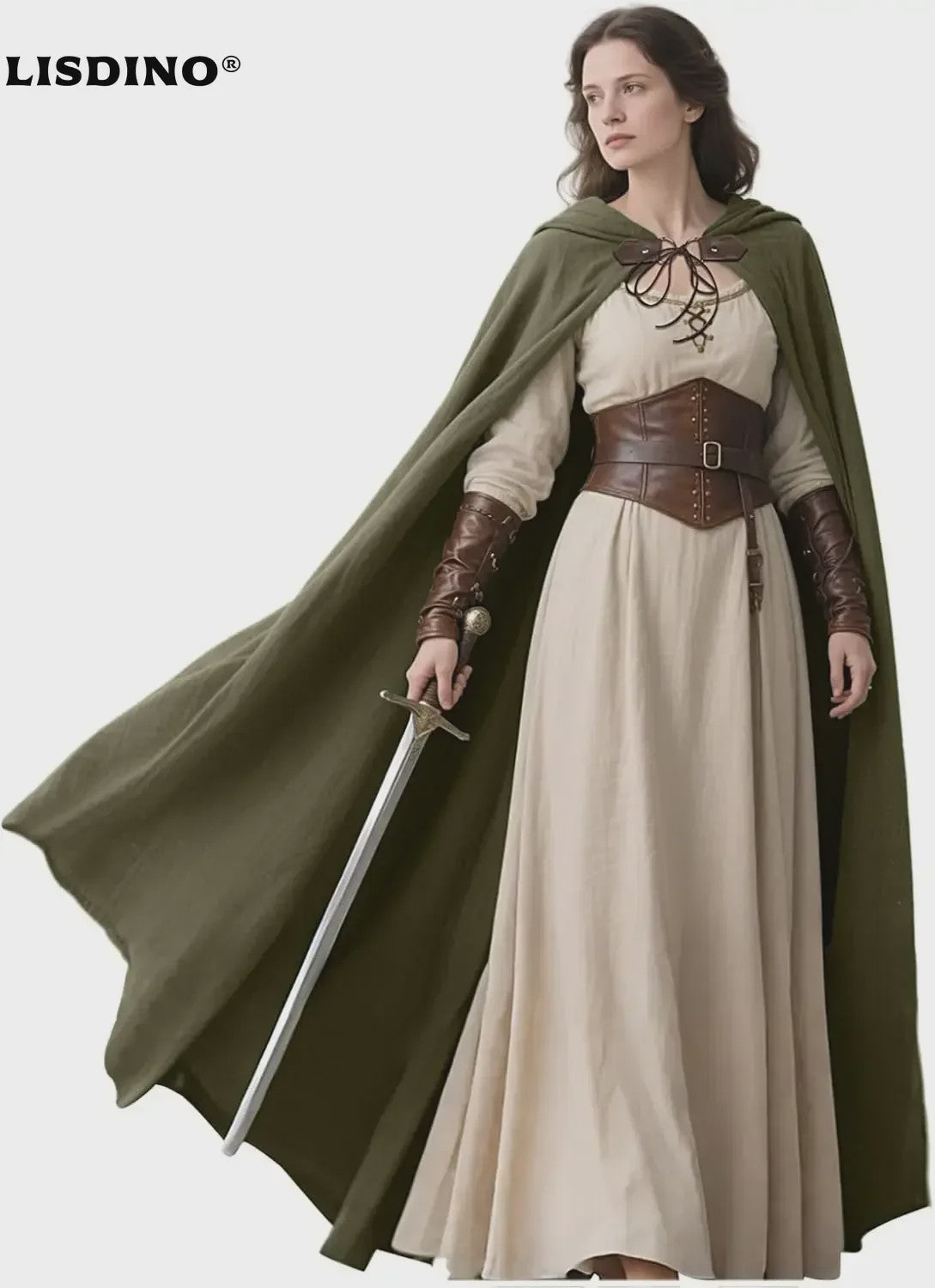 Middeleeuwse Kapmantel van Linnen - Renaissance Cape met Capuchon voor Cosplay & LARP