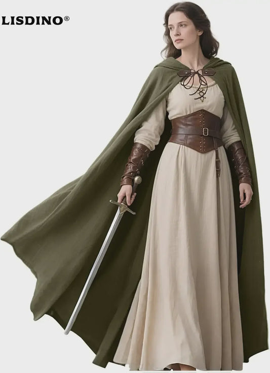 Middeleeuwse Kapmantel van Linnen - Renaissance Cape met Capuchon voor Cosplay & LARP