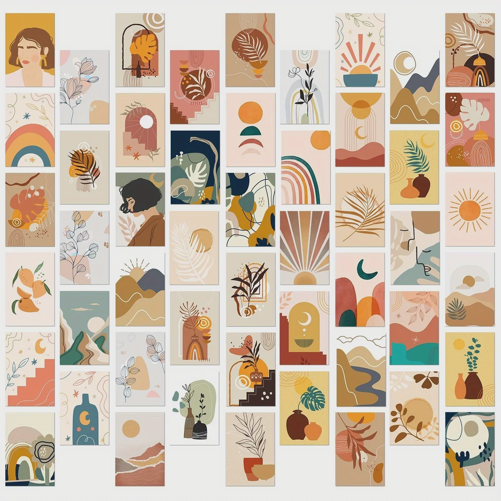 50x Postcard Set - Abstracte Kunst & Esthetische Wanddecoratie voor Slaapkamer
