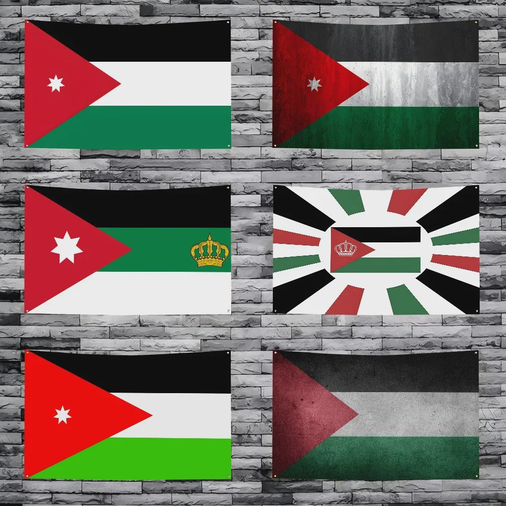 Jordanese Vlag Banner - Polyester - 4 Oogjes - Buiten & Binnen Decoratie