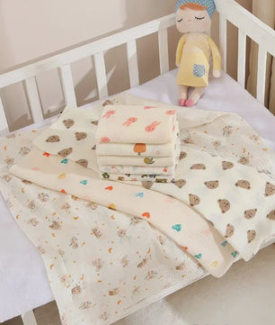 Zachte Muslin Swaddle Deken voor Baby's - Katoen, 80x80cm, met schattige prints