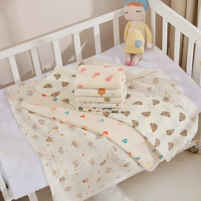Zachte Muslin Swaddle Deken voor Baby's - Katoen, 80x80cm, met schattige prints
