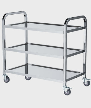 Professionele 3-Laags RVS Trolley met Wielen - Stil en Duurzaam voor Keuken, Kliniek en Salon