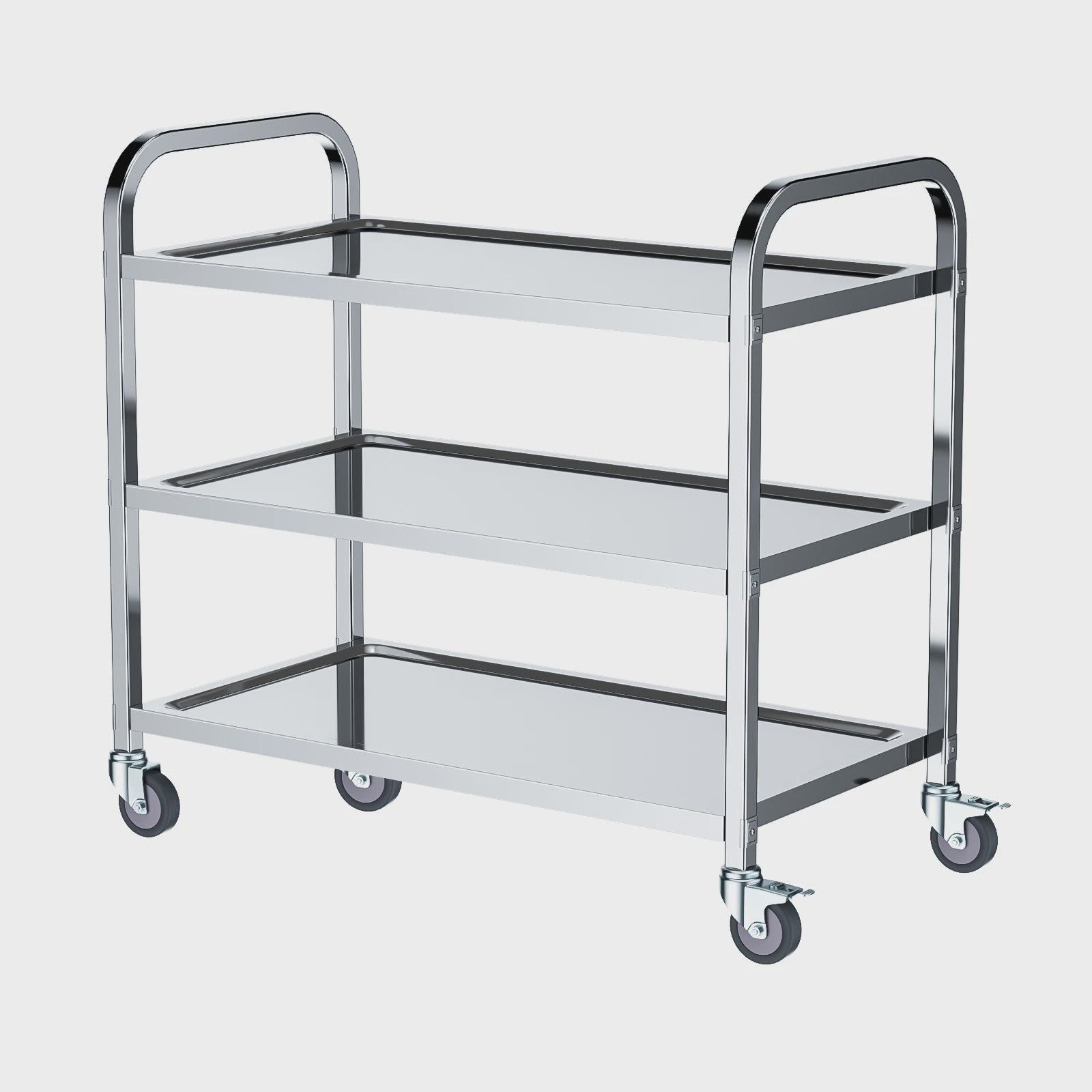 Professionele 3-Laags RVS Trolley met Wielen - Stil en Duurzaam voor Keuken, Kliniek en Salon