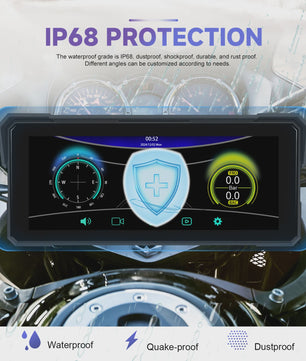 Podofo 8.1" Motorfiets Dashboard: Smart Player met CarPlay, Android Auto & Navigatie