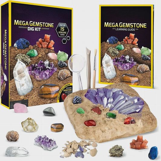 STEM Mega Edelsteen Uitgraaf Kit: Ontdek Echte Kristallen en Mineralen