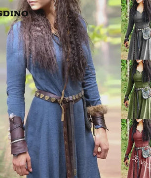 Middeleeuwse Maxi Jurk voor Dames - Vintage Elf/Renaissance Stijl met Lange Mouwen