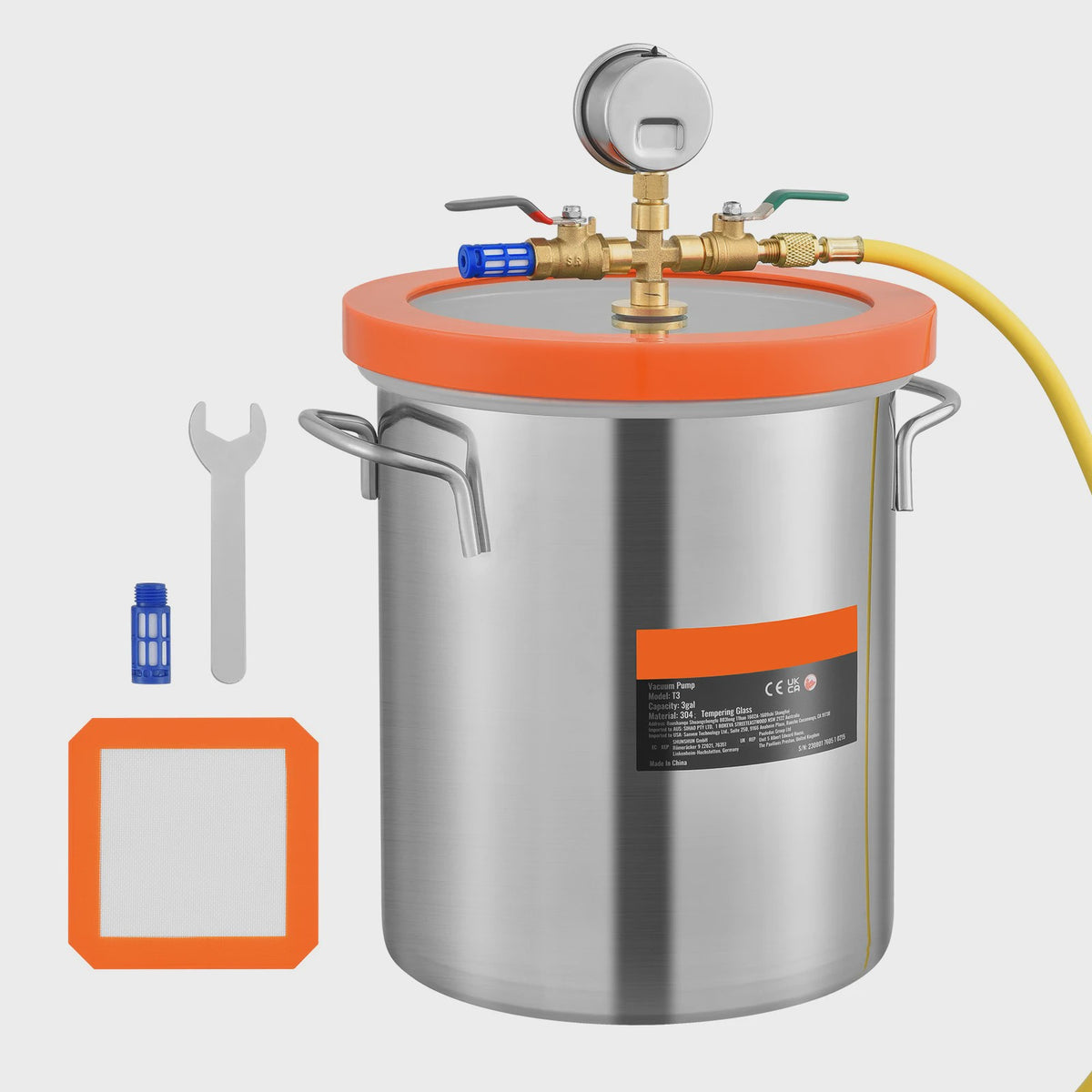 Vacuümkamer 3/5 Gallon met Gehard Glazen Deksel - Voor Hars, Hout & Meer