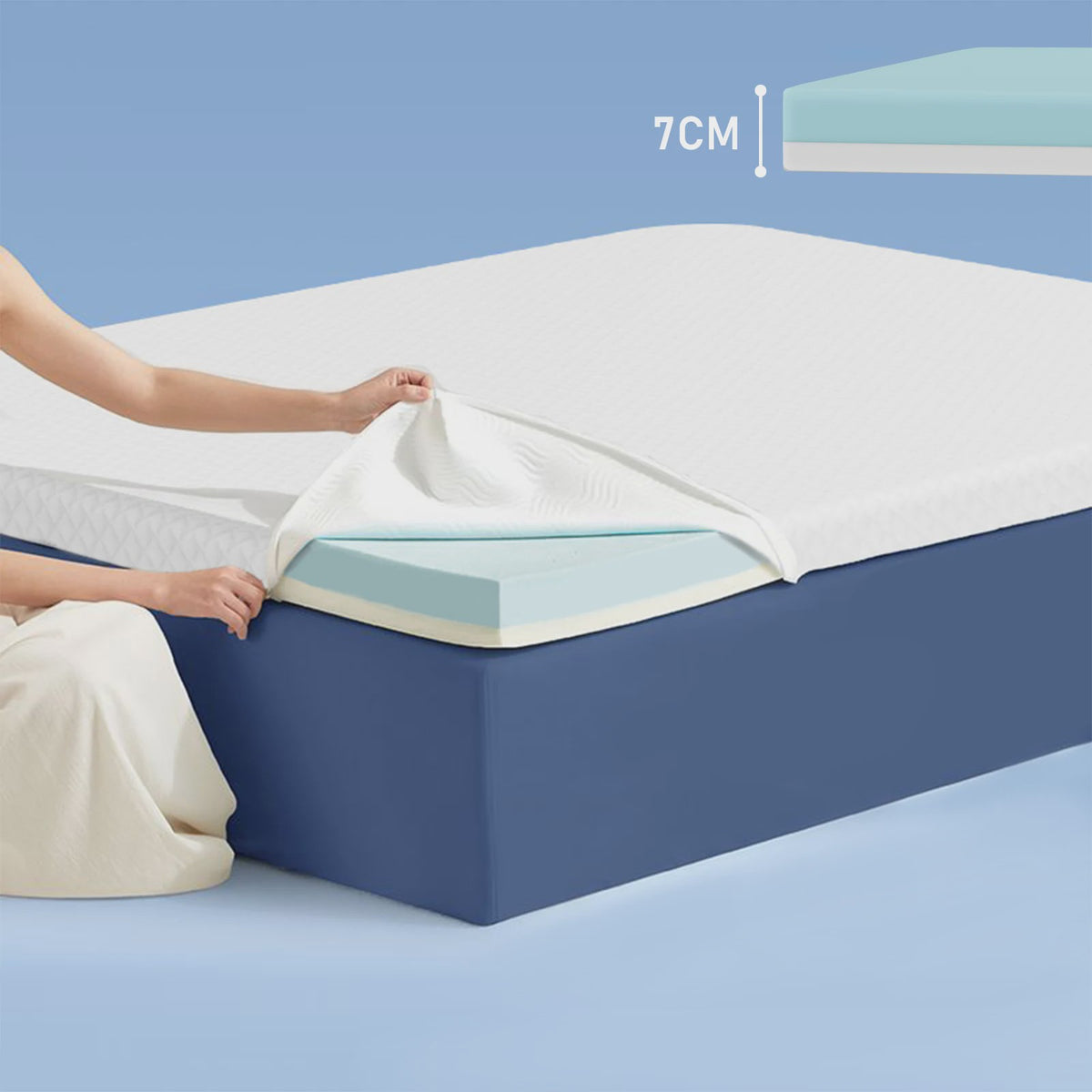 7CM Gel Matras Topper H2 - 80x200cm - Comfort & Drukverlaging