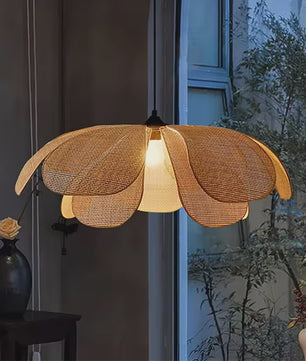 Retro Rotan Bloem Hanglamp - Sfeervolle Verlichting voor Woonkamer, Slaapkamer & Eetkamer