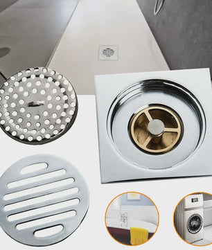 Vierkante Douchegoot met Uitneembare Deksel - RVS Afvoer voor Badkamer, Keuken, Tuin