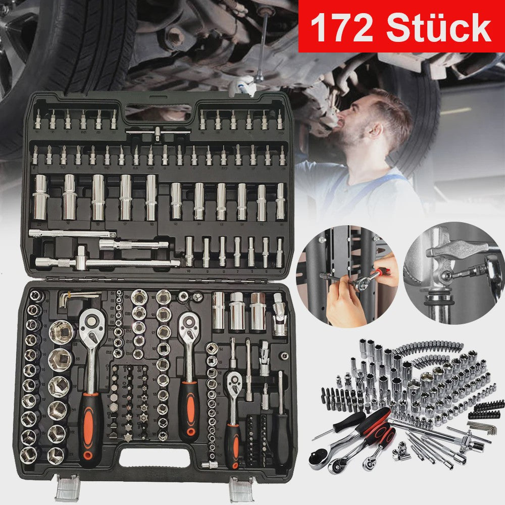 172-delige Ratel Socket Sleutel Set: Complete Gereedschapskist voor Auto, Motor & Fiets
