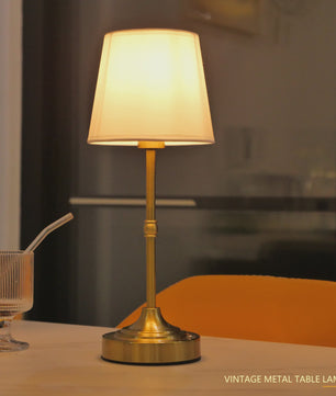 Draadloze Tafellamp met Stoffen Kap - Oplaadbaar & Dimbaar met Touch Switch - Warm Licht